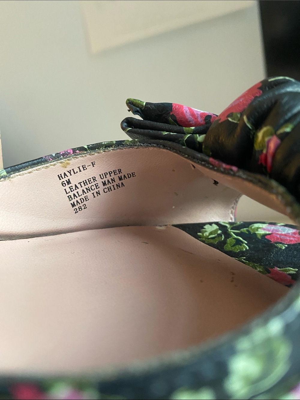 Betsey Johnson Black Floral Platform Ankle-Strap Heels with Pink Soles - Picture 5 of 5